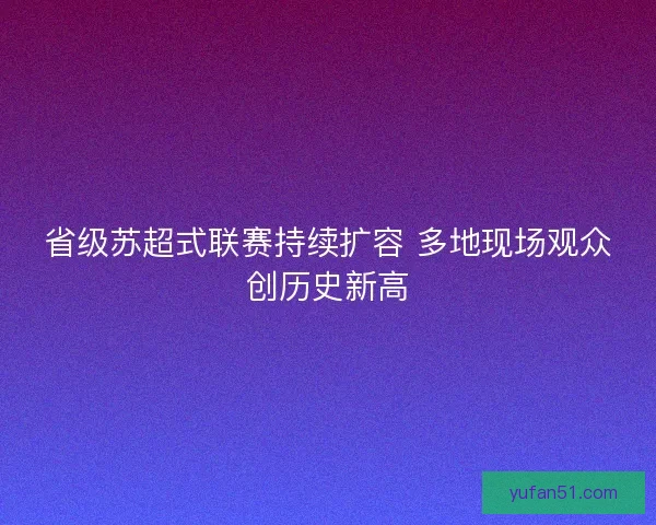 省级苏超式联赛持续扩容 多地现场观众创历史新高